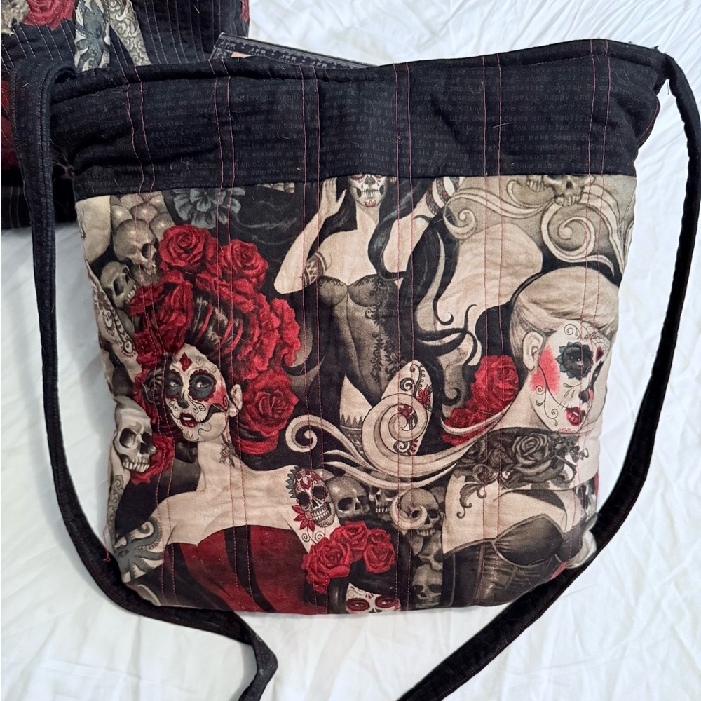 Handmade by Shop Stoner Designs Day of the Dead Halloween bag.